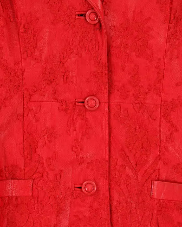 Vintage 80s Gianni Versace Lace Red Leather Jacket - XS sold by Rokit product image thumbnail 4