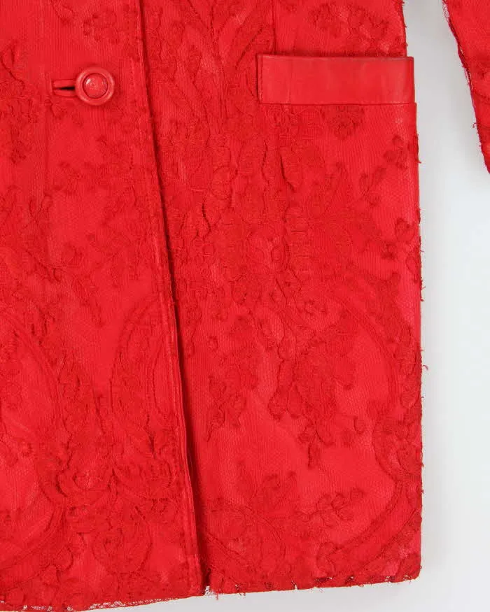 Vintage 80s Gianni Versace Lace Red Leather Jacket - XS sold by Rokit product image thumbnail 5