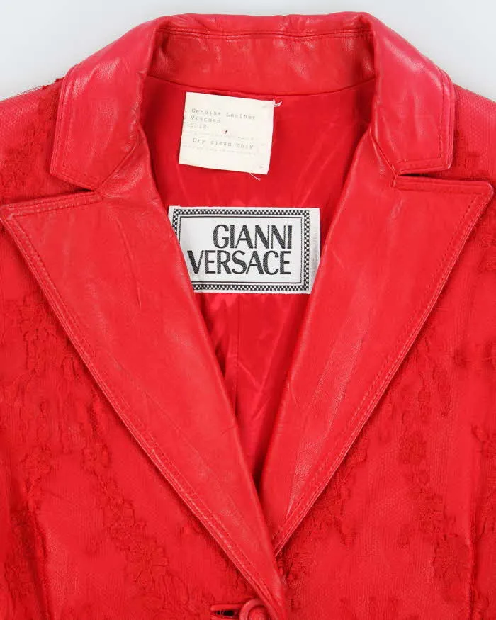 Vintage 80s Gianni Versace Lace Red Leather Jacket - XS sold by Rokit product image thumbnail 3