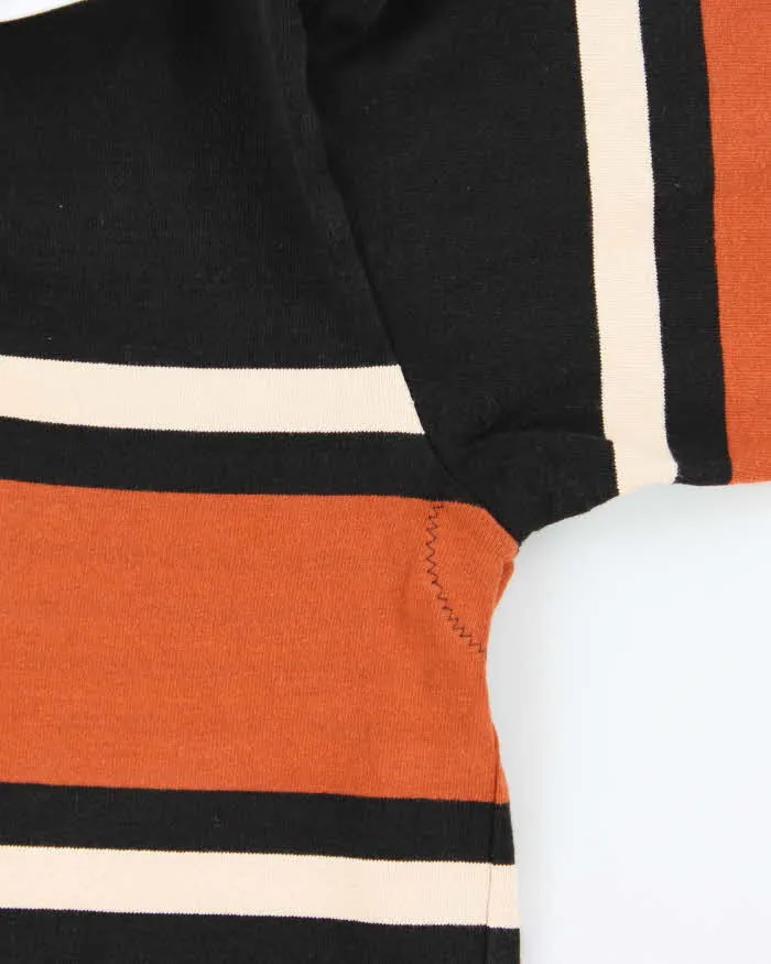 Vintage 90s Rugby Wear Black & Orange Striped Long Sleeve Polo Shirt - S sold by Rokit product image thumbnail 4