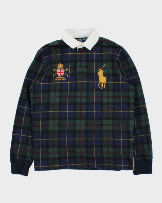 Vintage Y2K 00s Polo Ralph Lauren Tartan Large Pony Rugby Shirt - M sold by Rokit