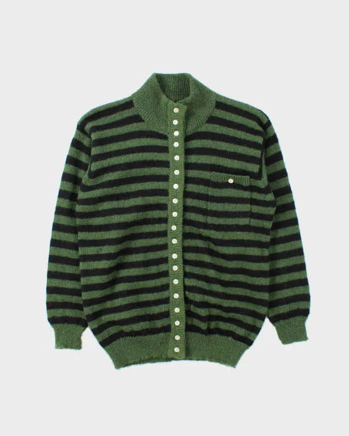 Vintage 00s Birds Stripe Wool Blend Cardigan - M sold by Rokit