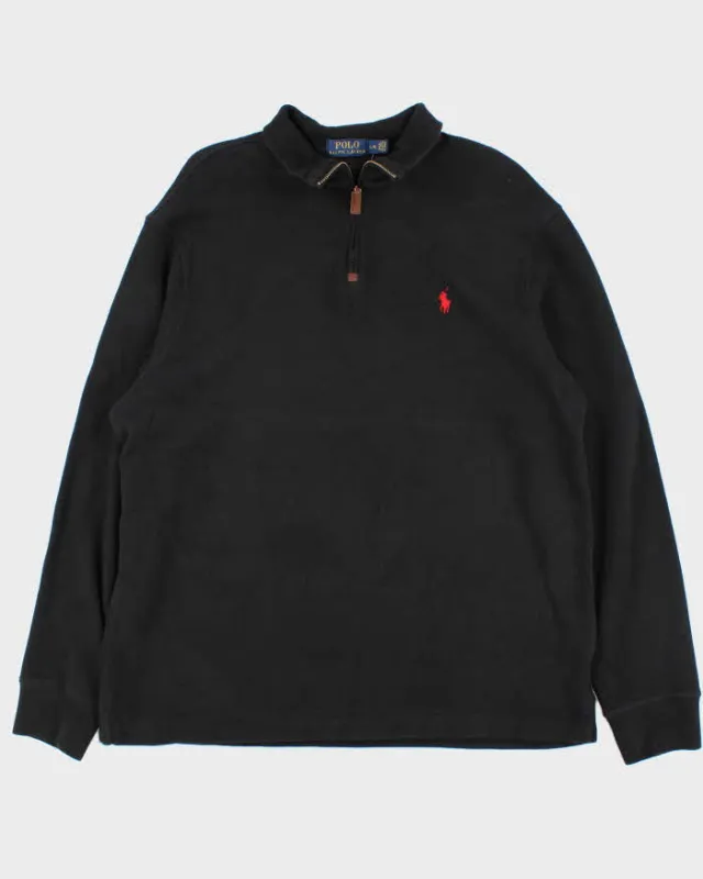 Polo Ralph Lauren Black Quarter-Zip Jumper - L sold by Rokit