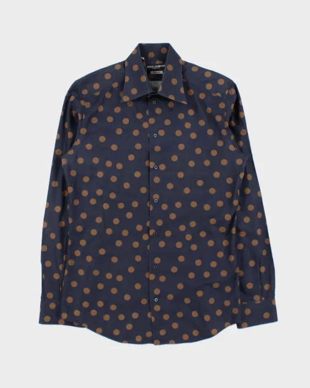 Vintage 00s Dolce & Gabbana Gold Polka Dot Long Sleeve Button Down Dress Shirt - M sold by Rokit