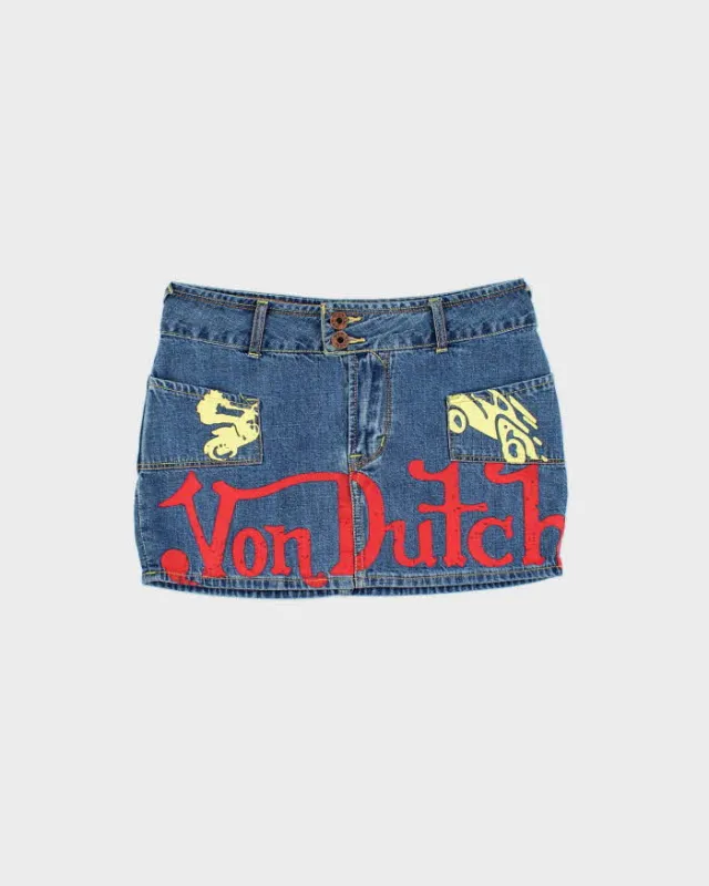 Vintage Y2k 00s Von Dutch Denim Mini Skirt - XS made by Rokit