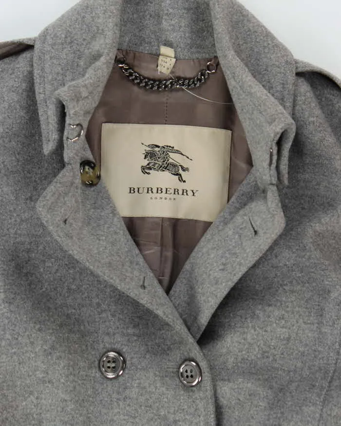 Vintage 00s Women's Burberry Grey Wool Overcoat - XS sold by Rokit product image thumbnail 3
