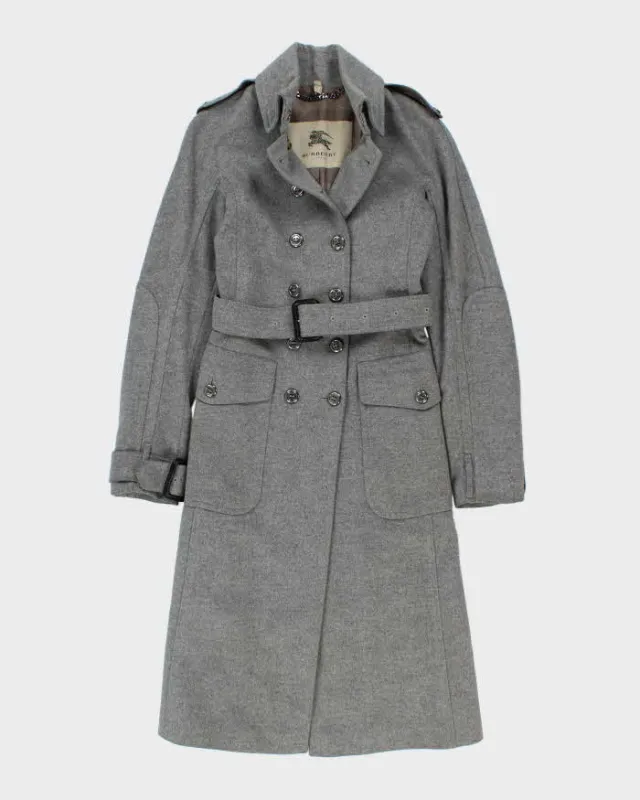 Vintage 00s Women's Burberry Grey Wool Overcoat - XS sold by Rokit