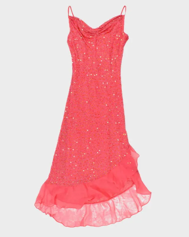 Vintage 90s Dalia Silk Beaded Cowl Neck Dress - S sold by Rokit