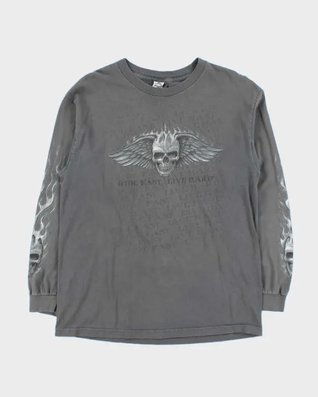 Vintage Y2k 00s Biker Long Sleeve T-Shirt - L sold by Rokit