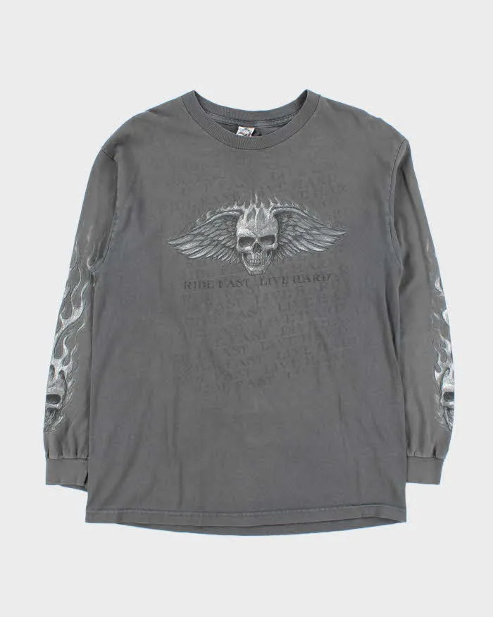 Vintage Y2k 00s Biker Long Sleeve T-Shirt - L sold by Rokit