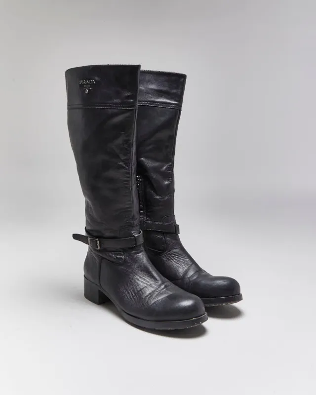 Vintage Prada Leather Riding Boots - UK6 sold by Rokit
