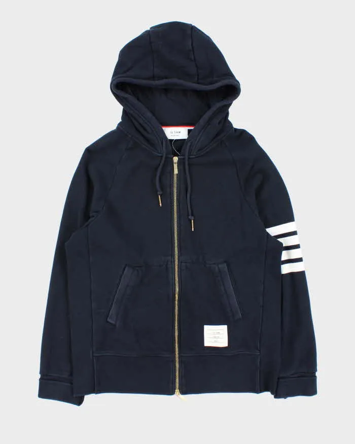 TB Thom Browne Navy Four Stripe Zip Up Hoodie - L sold by Rokit