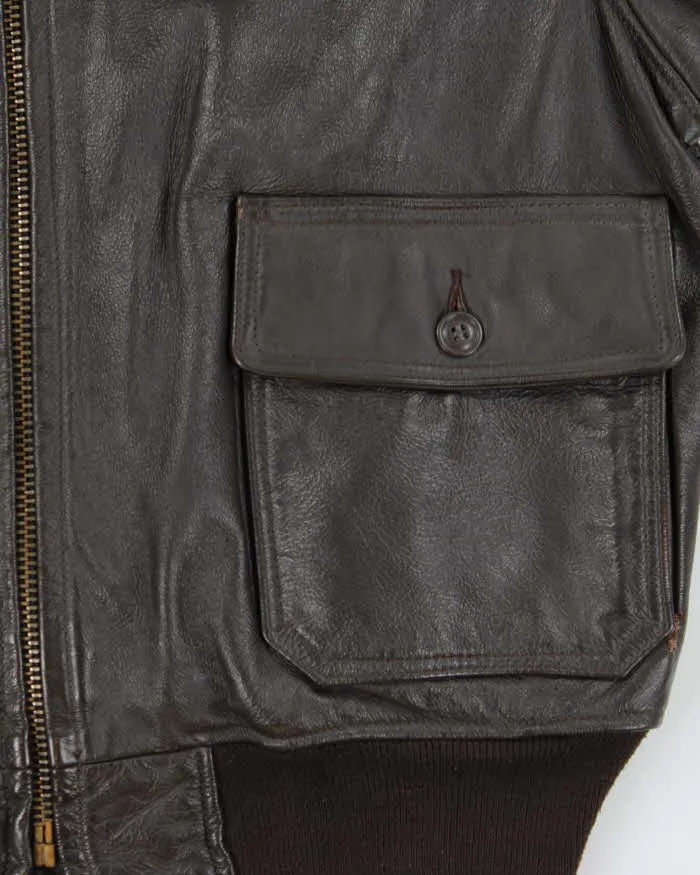 Vintage 80s Orchard Motorcycle US Navy G-1 Brown Leather Flight Jacket - L sold by Rokit product image thumbnail 5