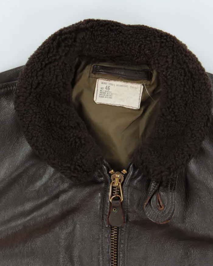 Vintage 80s Orchard Motorcycle US Navy G-1 Brown Leather Flight Jacket - L sold by Rokit product image thumbnail 4