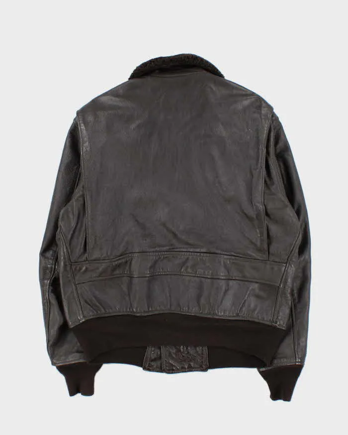 Vintage 80s Orchard Motorcycle US Navy G-1 Brown Leather Flight Jacket - L sold by Rokit product image thumbnail 3