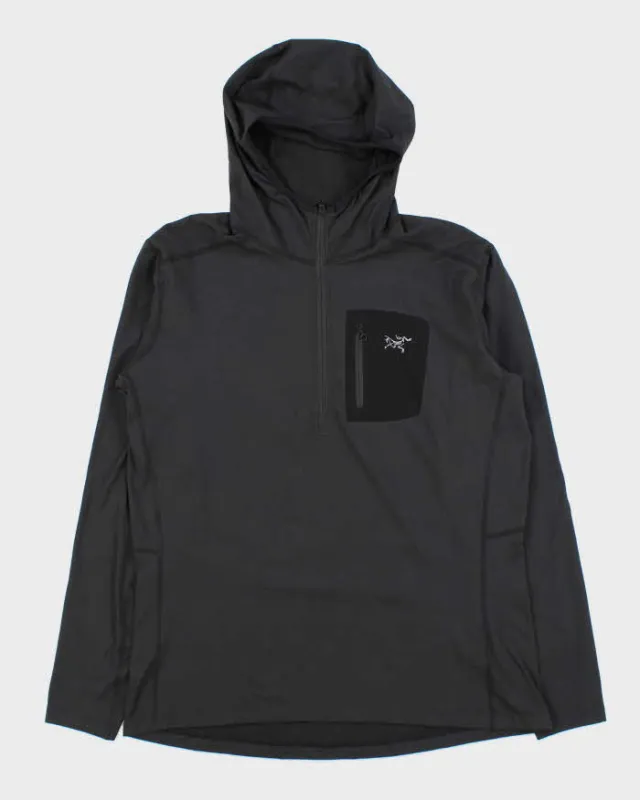 Arc'teryx Black Hooded Quarter Zip Pullover - L sold by Rokit