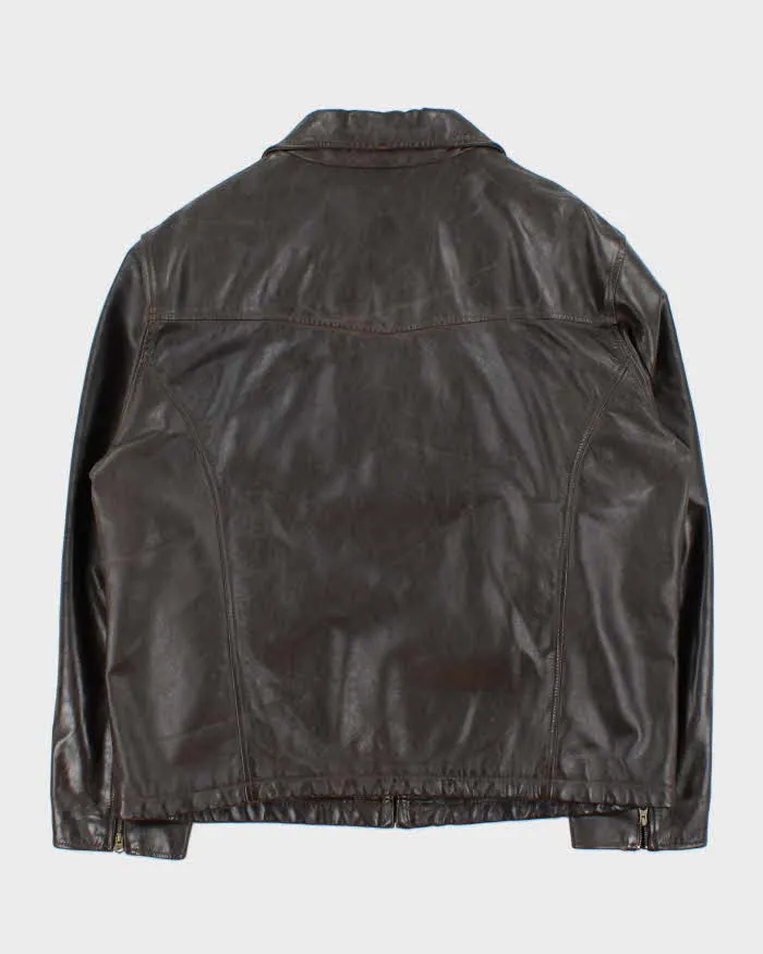 Vintage Y2K 00s Guess Jeans Brown Leather Zip Up Jacket - XL sold by Rokit product image thumbnail 2