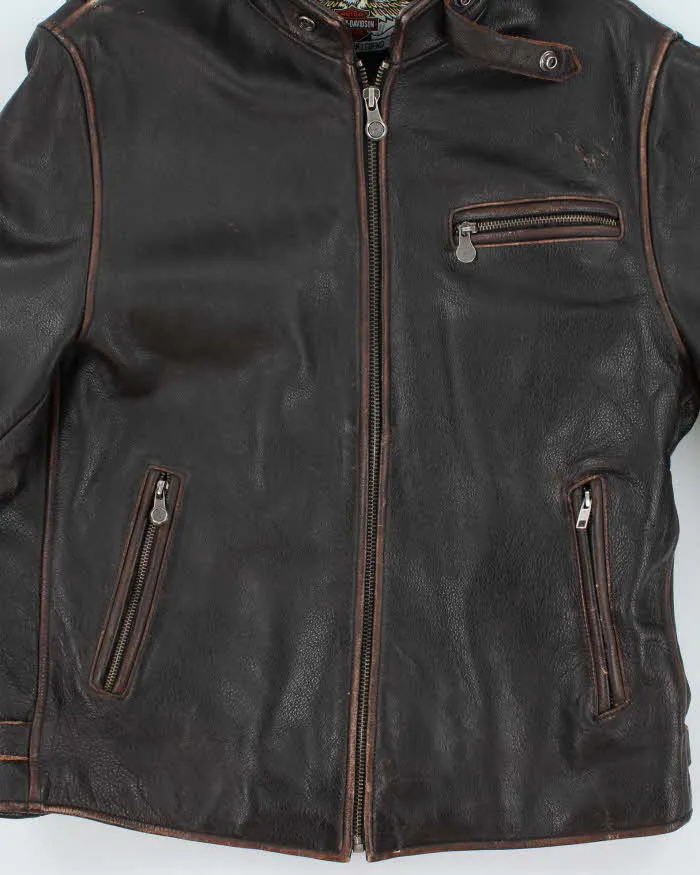 Vintage 90s Brown Harley Davidson Leather Biker Jacket - L sold by Rokit product image thumbnail 5
