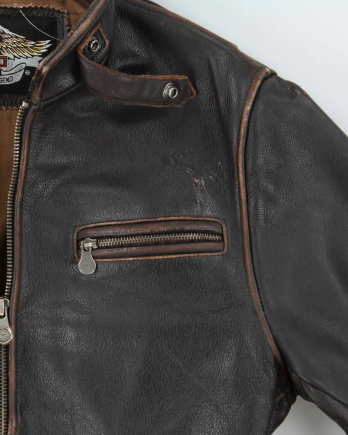 Vintage 90s Brown Harley Davidson Leather Biker Jacket - L sold by Rokit product image thumbnail 4