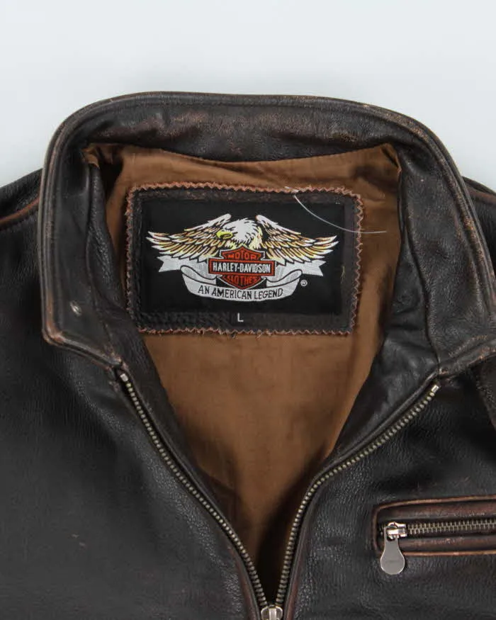 Vintage 90s Brown Harley Davidson Leather Biker Jacket - L sold by Rokit product image thumbnail 3