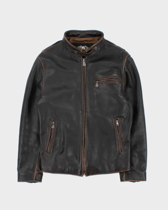 Vintage 90s Brown Harley Davidson Leather Biker Jacket - L sold by Rokit