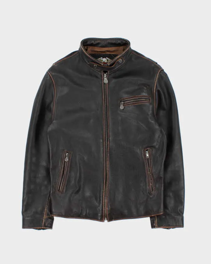 Vintage 90s Brown Harley Davidson Leather Biker Jacket - L sold by Rokit