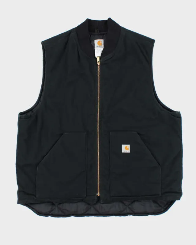 Vintage 00s Carhartt V01 Black Quilted Oversized Workwear Gilet - XXL made by Carhartt