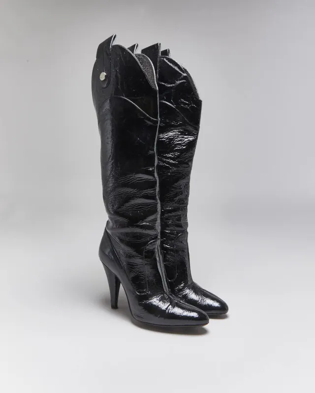 Vintage Dolce & Gabbana Patent High Heel Boots - UK4 made by Dolce & Gabanna