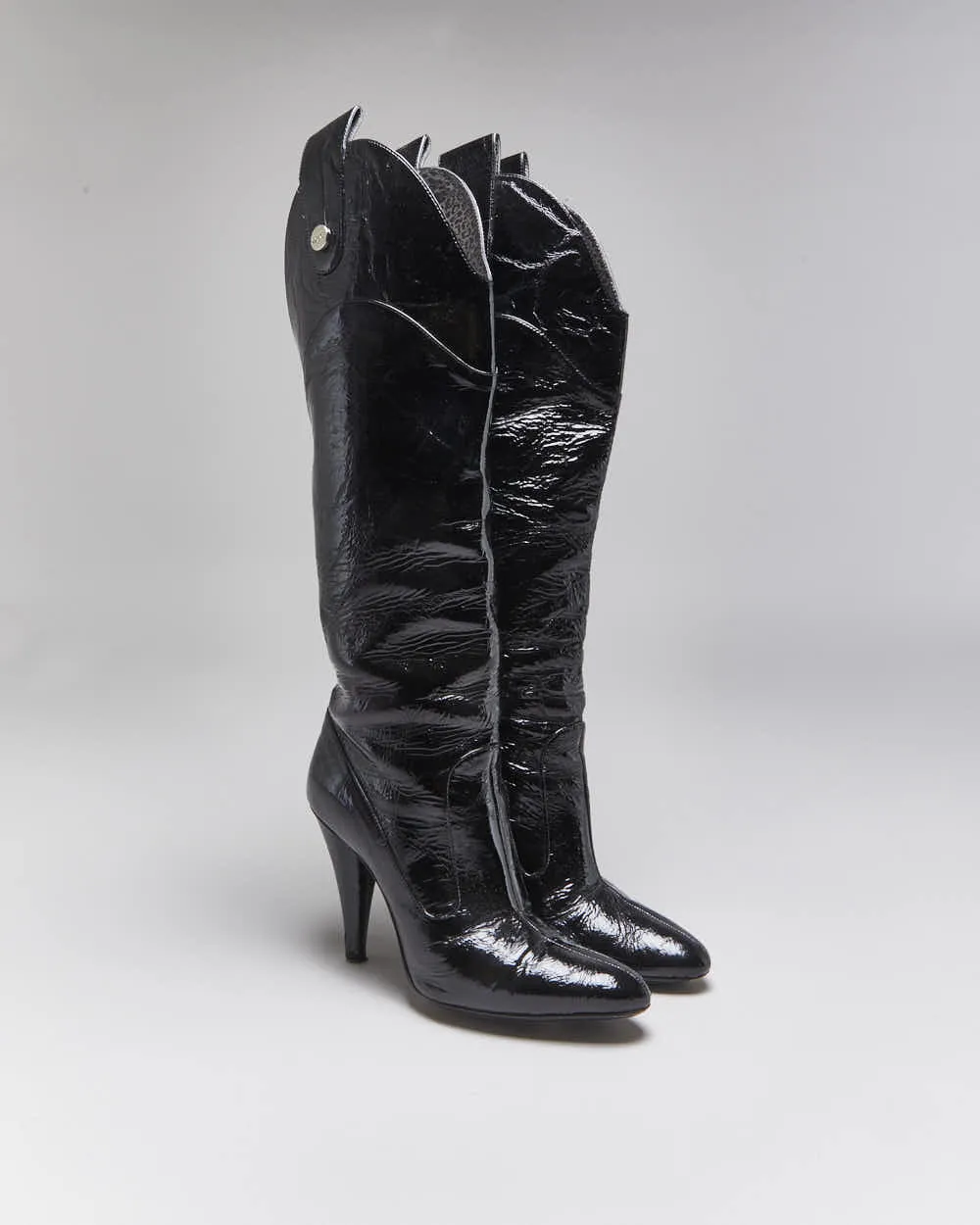 Vintage Dolce & Gabbana Patent High Heel Boots - UK4 sold by Rokit