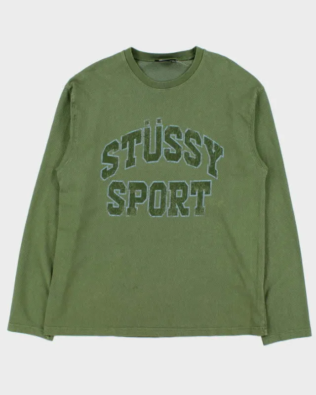 Stussy Sport Spell Out Logo Long Sleeve T-Shirt - L sold by Rokit