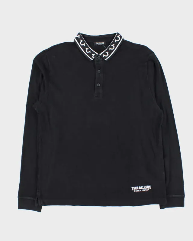 Vintage True Religion Jacquard Long Sleeve Polo Shirt - XL made by True Religion
