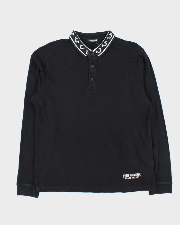 Vintage True Religion Jacquard Long Sleeve Polo Shirt - XL sold by Rokit