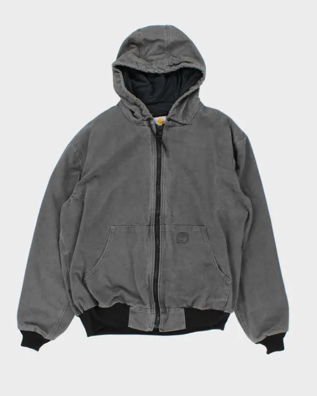 Vintage Carhartt J360 Active Grey Hooded Oversized Workwear Jacket - XL made by Carhartt