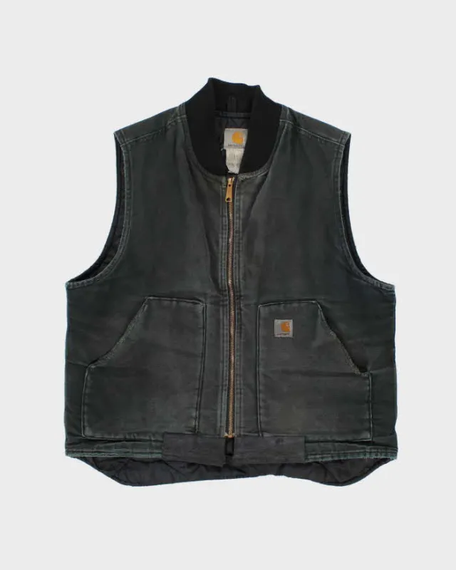 Vintage 1990s Carhartt V01 Distressed Quilted Workwear Gilet Jacket - L sold by Rokit