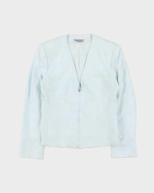 Vintage Y2K 00s Women's Versace Classic Monogram Wide Shoulder Zip Up Blazer - XL sold by Rokit