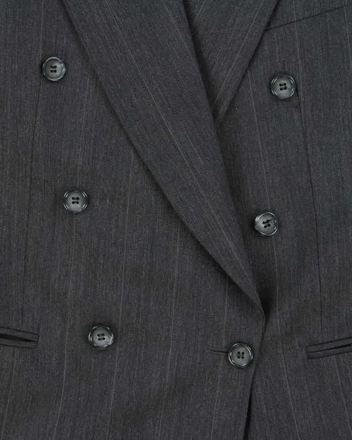 Vintage 90s Grey Pinstripe Wool Double Breasted Blazer - L sold by Rokit product image thumbnail 3