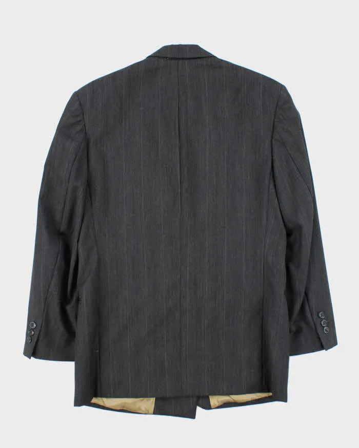 Vintage 90s Grey Pinstripe Wool Double Breasted Blazer - L sold by Rokit product image thumbnail 2