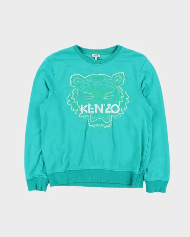 Kenzo Turquoise Classic Tiger Crewneck Sweatshirt - S sold by Rokit