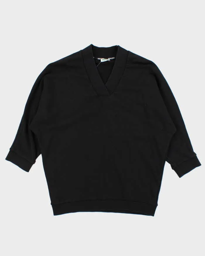 Kenzo Spell Out V-Neck 3/4 Sleeve Crewneck Sweatshirt - M sold by Rokit