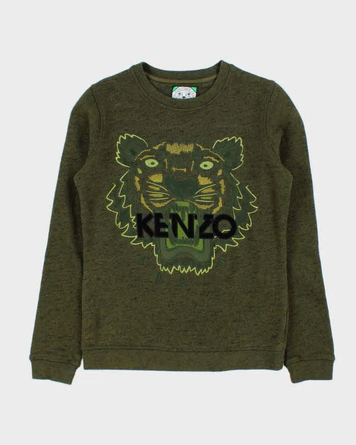Kenzo Paris Green Tiger Crewneck Sweatshirt - XS sold by Rokit