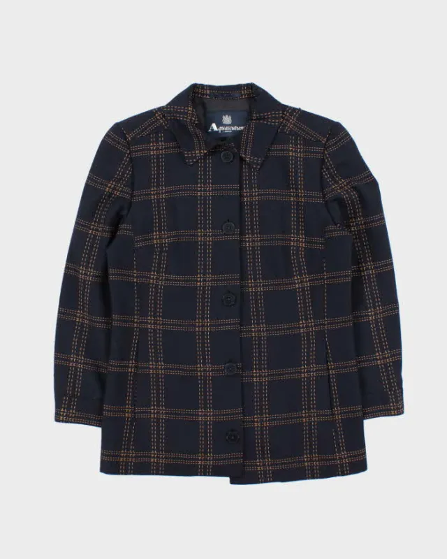 Vintage 00s Aquascutum Contrast Stitch Navy Wool Women's Jacket - S sold by Rokit