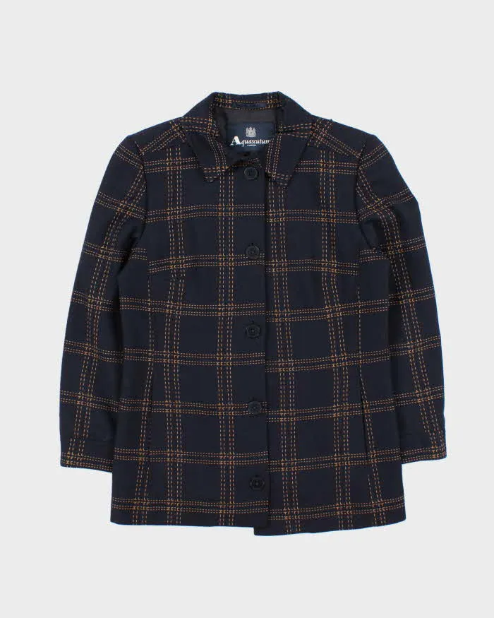 Vintage 00s Aquascutum Contrast Stitch Navy Wool Women's Jacket - S sold by Rokit