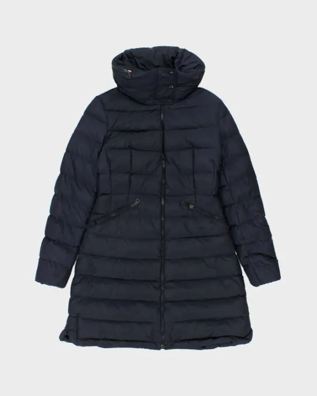 Vintage Moncler Flammette Navy Down Filled Long Hooded Jacket - S sold by Rokit