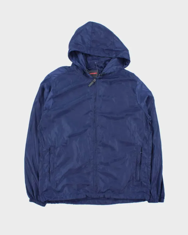 Vintage Prada Sport Blue Soft Shell Shimmer Zip-Up Hooded Windbreaker - XXL sold by Rokit