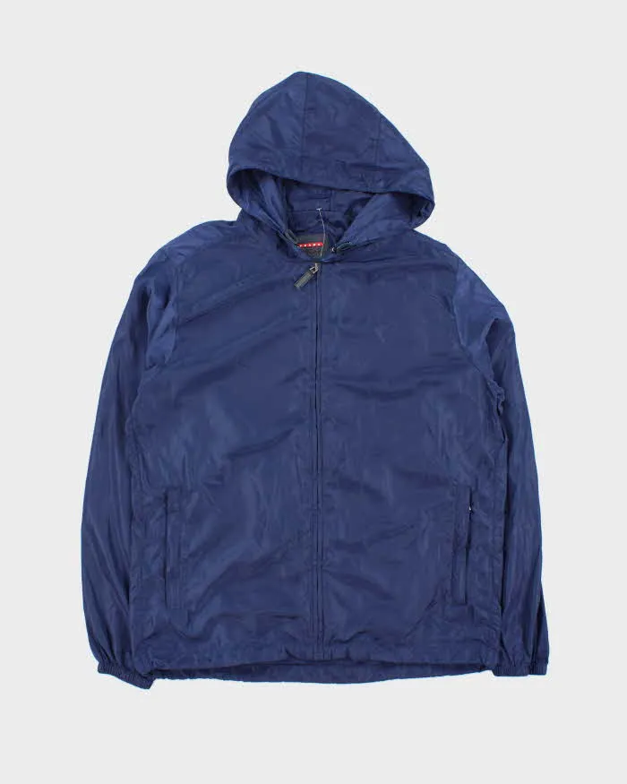 Vintage Prada Sport Blue Soft Shell Shimmer Zip-Up Hooded Windbreaker - XXL sold by Rokit