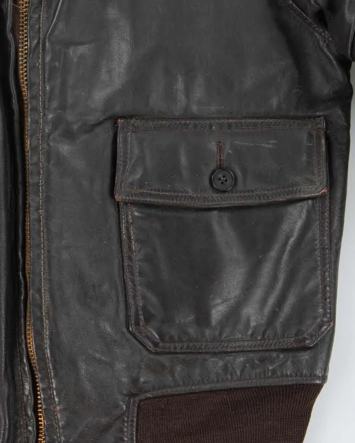 Vintage 1970s Peter's US Navy G-1 Horsehide Leather Flight Jacket - M sold by Rokit product image thumbnail 4