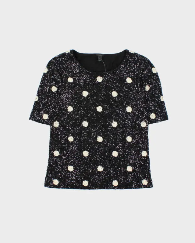 Vintage Women's J.Crew Black Sequined Party Top - S sold by Rokit