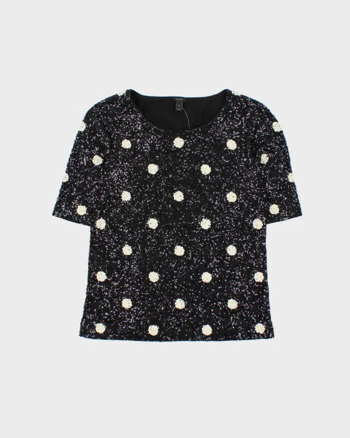 Vintage Women's J.Crew Black Sequined Party Top - S sold by Rokit
