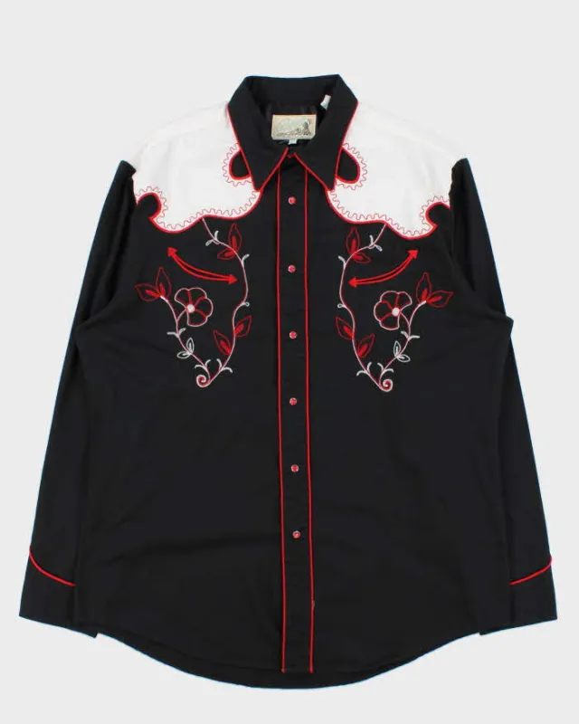 Vintage Y2K 00s Roper Black Embroidered Snap Button Western Long Sleeve Shirt - XL sold by Rokit
