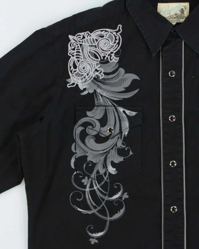 Vintage Y2K 00s Roper Black Embroidered Snap Button Western Long Sleeve Shirt - M sold by Rokit product image thumbnail 4